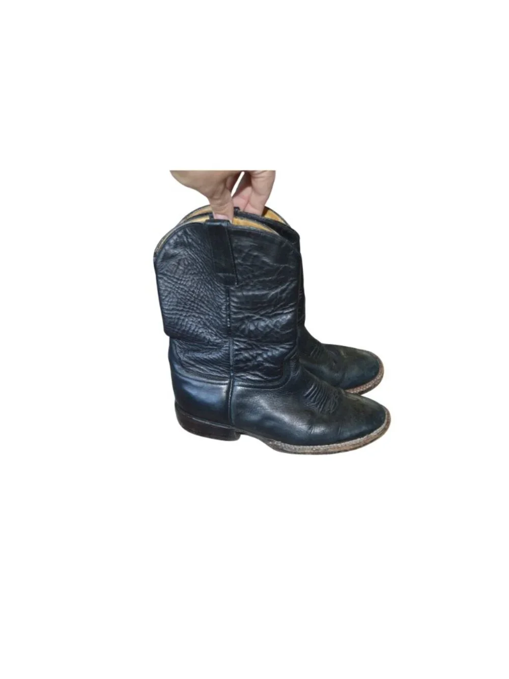 Anderson Bean Black Leather Western Ankle Boots Estimated Size Women's 6 - 6.5